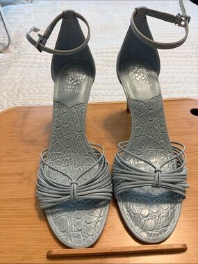 Vince Camuto Light Blue Strappy Ankle‑Buckle Heels